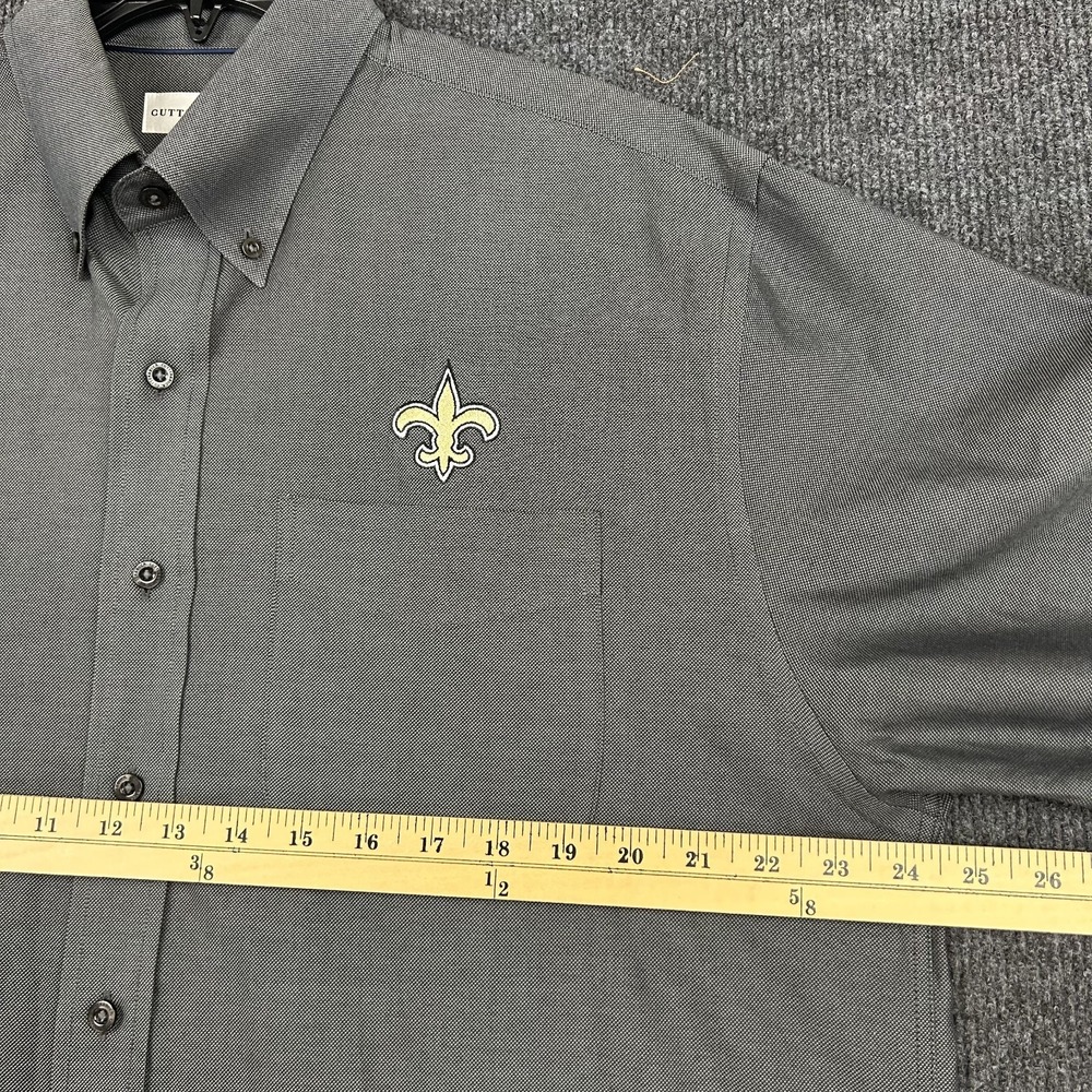 Cutter & Buck New Orleans Saints Mens Button Long Sleeve Large Shirt Gray Sporty - Picture 5 of 9